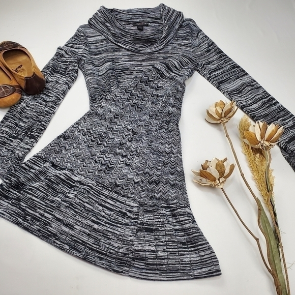 Style & Co. Grey Blk Stripe Cowl Neck Dress Small - Picture 12 of 12